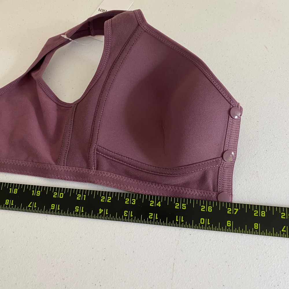Daisy Cottagecore Front Closure Wireless Bra Women M Purple Floral Snap‎ Front - Picture 6 of 6